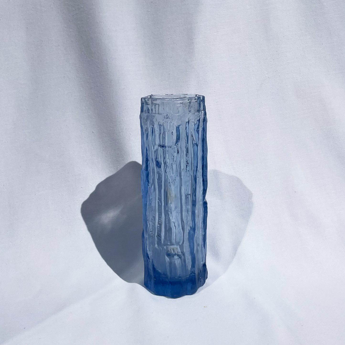Bark-style vintage blue vase