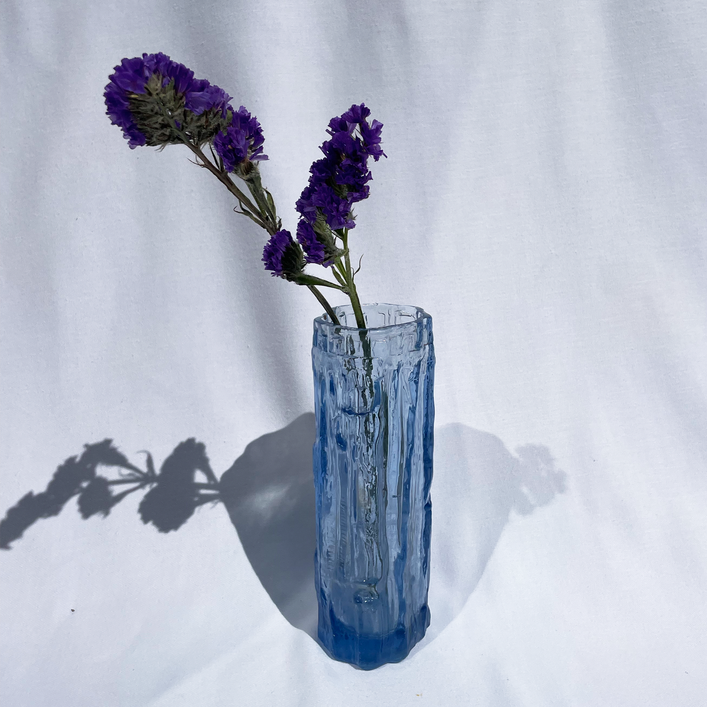 Bark-style vintage blue vase