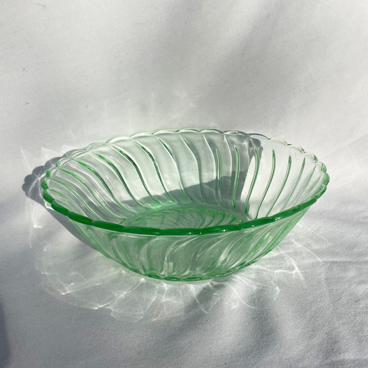 Pale Emerald Green Glass 70's Fruit Bowl