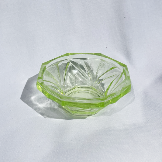 Uranium glass green art deco bowl