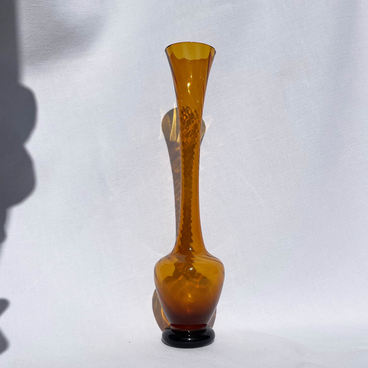 Tall fluted deep-hazel vase
