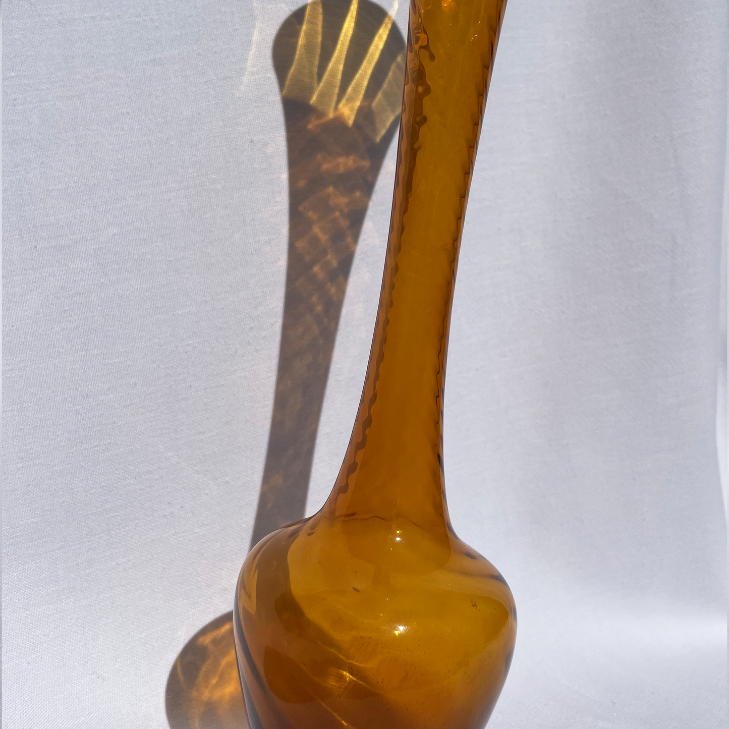 Tall fluted deep-hazel vase