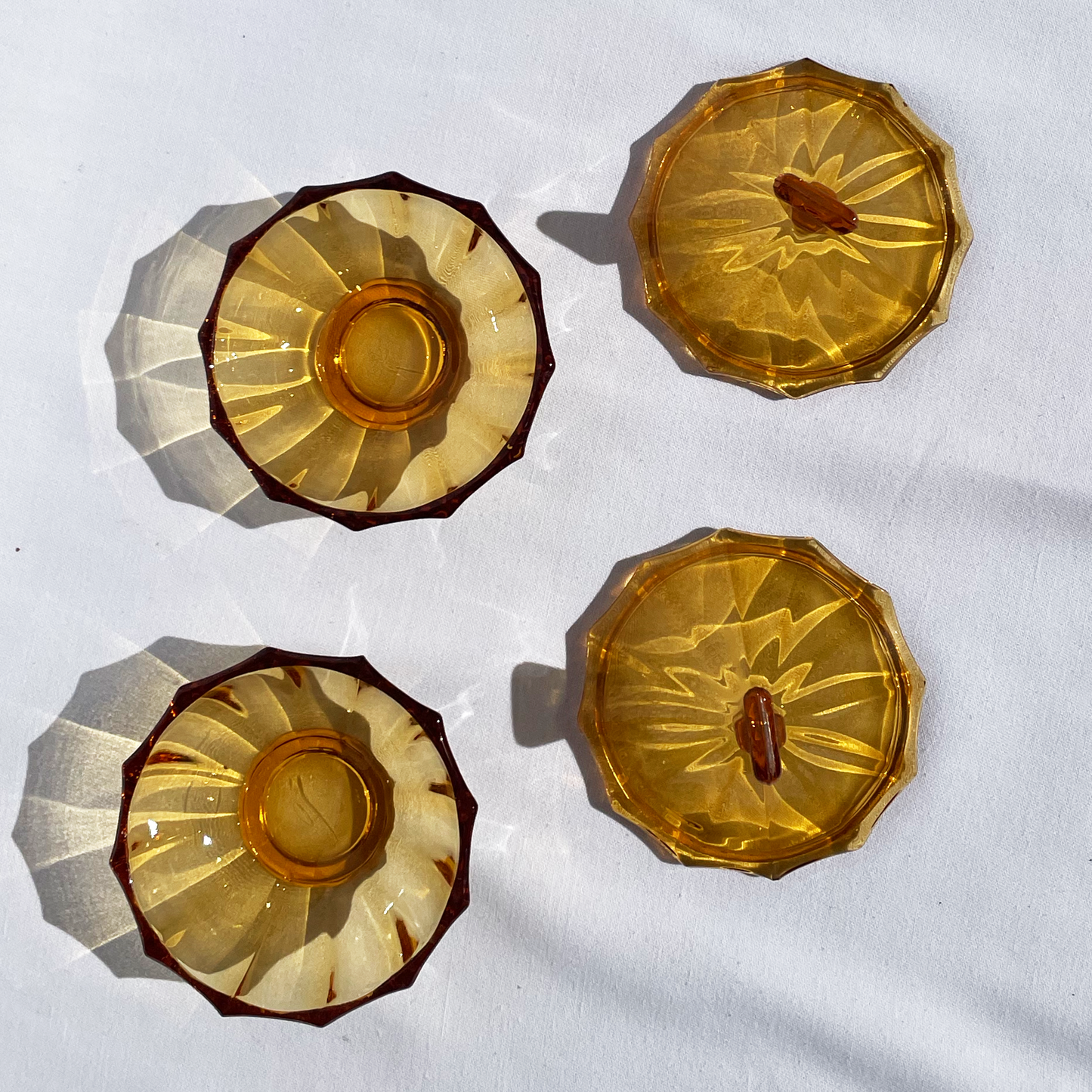 Deep auburn vintage trinket pot set