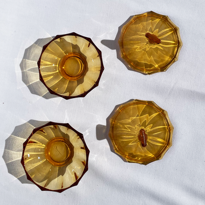 Deep auburn vintage trinket pot set