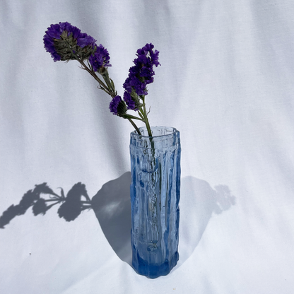Bark-style vintage blue vase