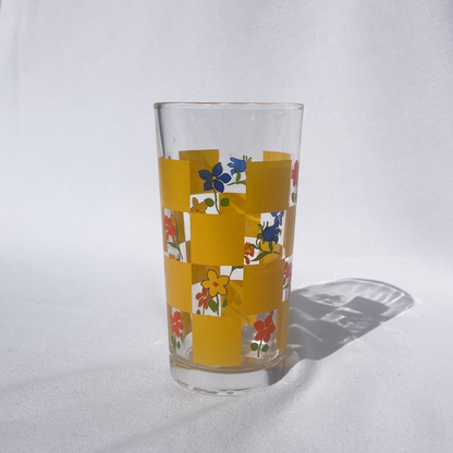 Vintage highball glasses with checkerboard design