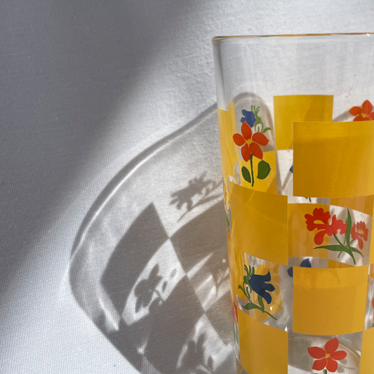 Vintage highball glasses with checkerboard design