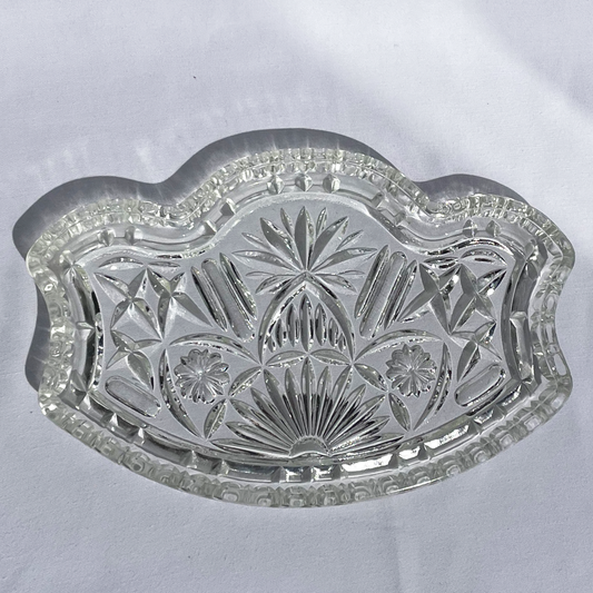 Clear crystal vintage etched glass plate