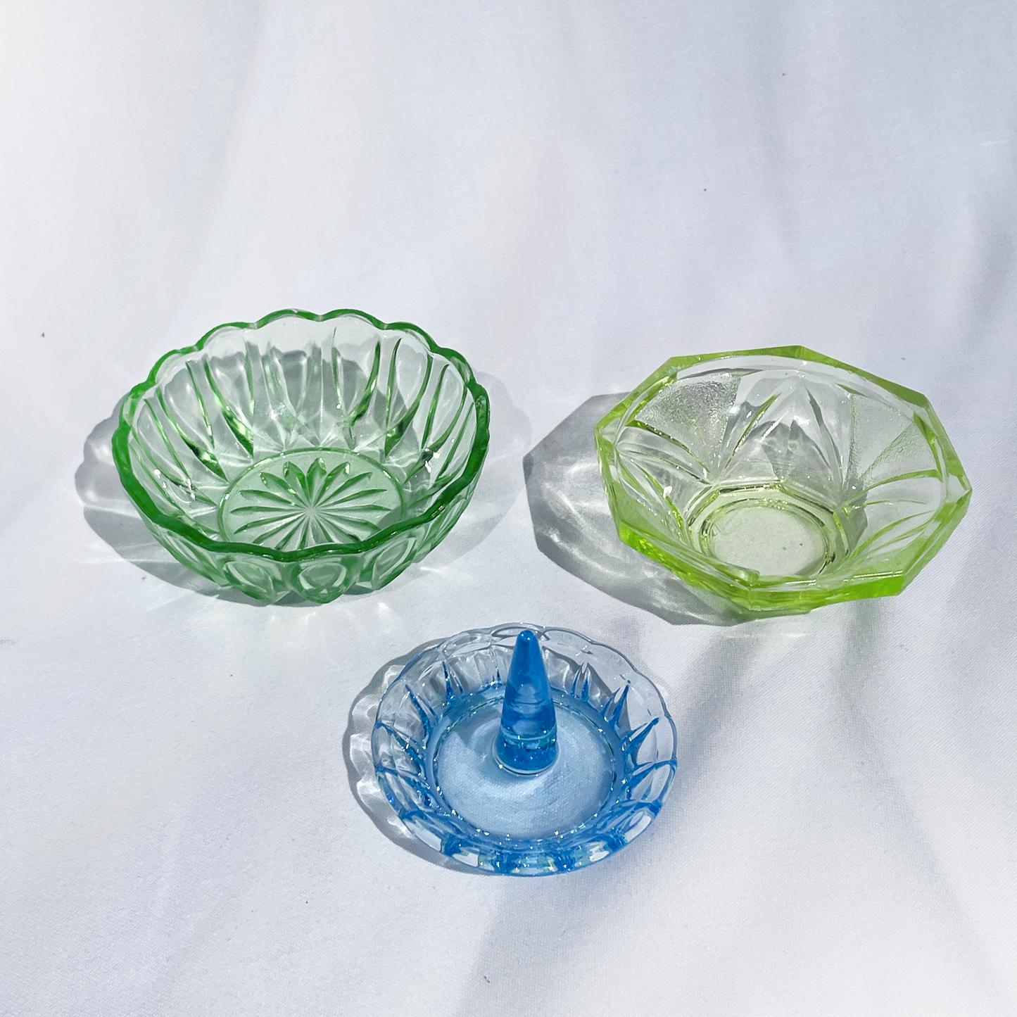 Uranium glass green art deco bowl
