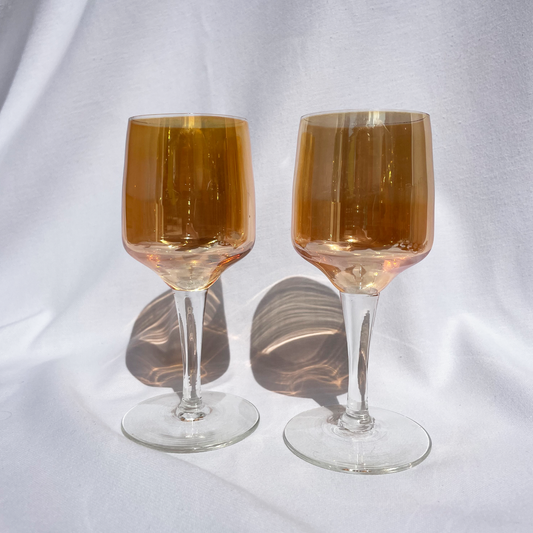 Peachy lustre style wine glasses