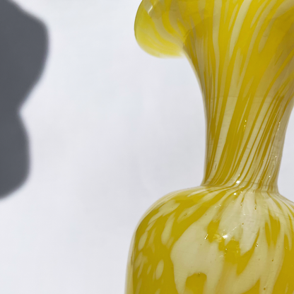Yellow & white murano glass vase