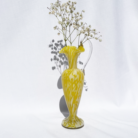 Yellow & white murano glass vase