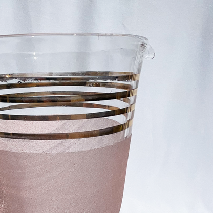 Pink and gold striped art deco style glass jug