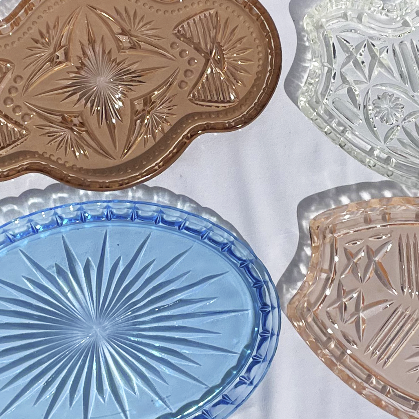 Deep Rose sweetie-style vintage etched glass plate