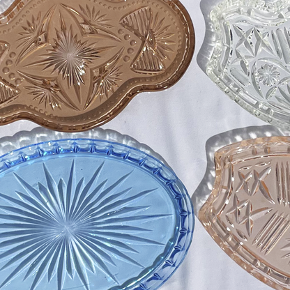 Deep Rose sweetie-style vintage etched glass plate