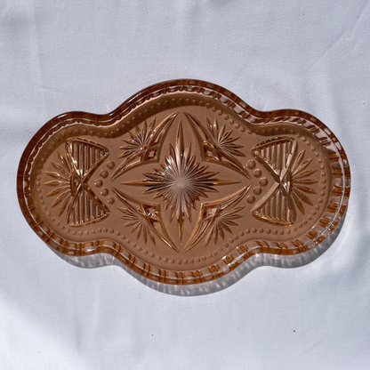 Deep Rose sweetie-style vintage etched glass plate
