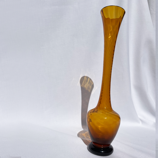 Tall fluted deep-hazel vase