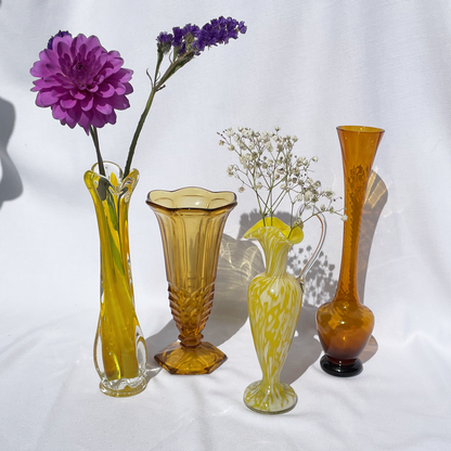 Yellow & white murano glass vase